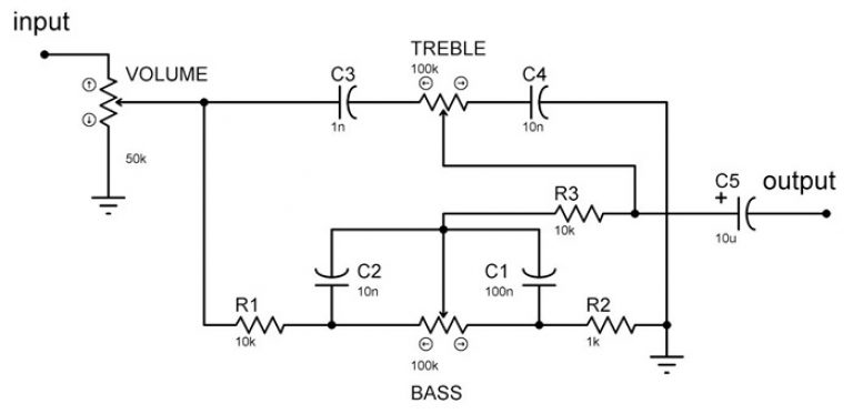 Skema Rangkaian Tone Control Pasif + Layout PCB