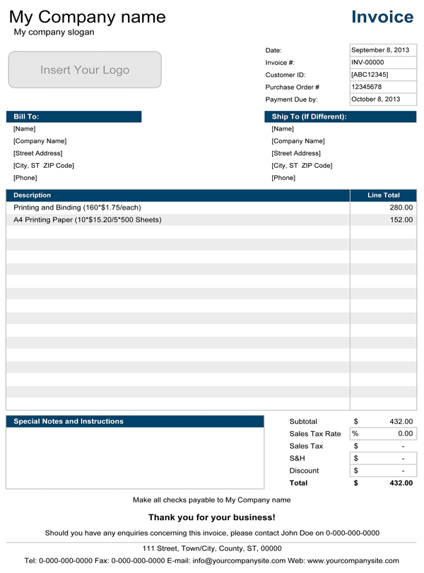Invoice Template Excel 2003 Invoice Template