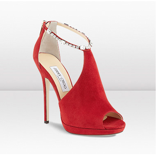 new website for your fashion: Jimmy Choo Freya Red Suede Peep Toe Sandals