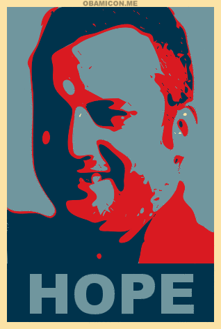 Mike poster in the style of the 2008 Obama poster by artist Shepard Fairey,