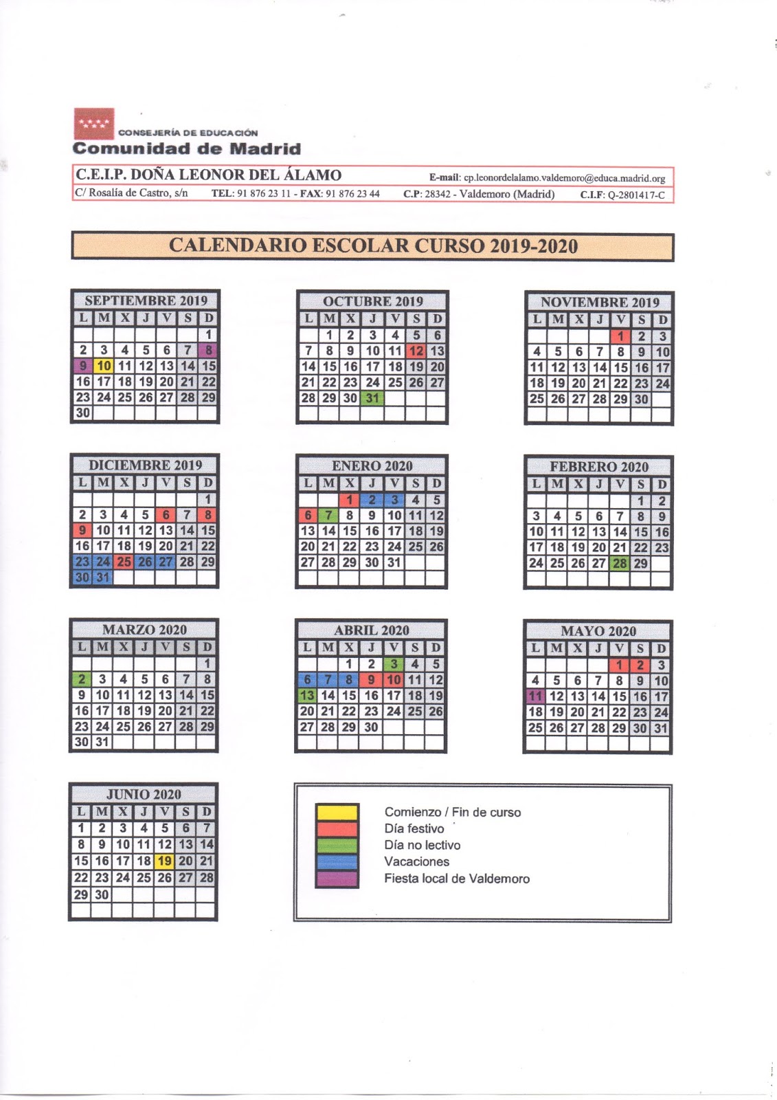 El Blog De Mi Ampa Calendario Escolar 2019 2020 calendario escolar valdemoro