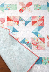 Charming Baby Sew Along sampler quilt sewn by Andy of A Bright Corner - quilting is Rolling Hills longarm design by 627 Handworks