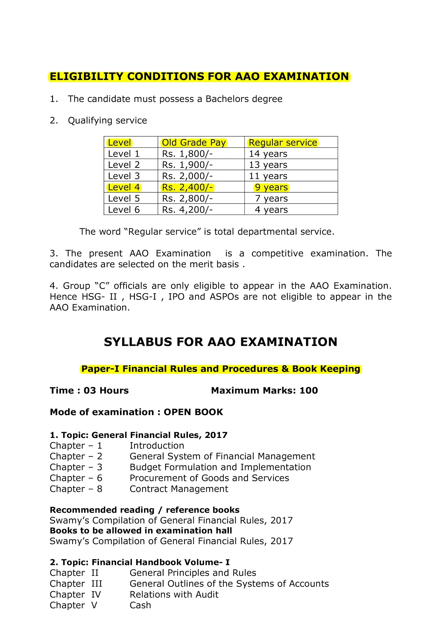 Eligibility condition for AAO Examination Assistant Account Officer