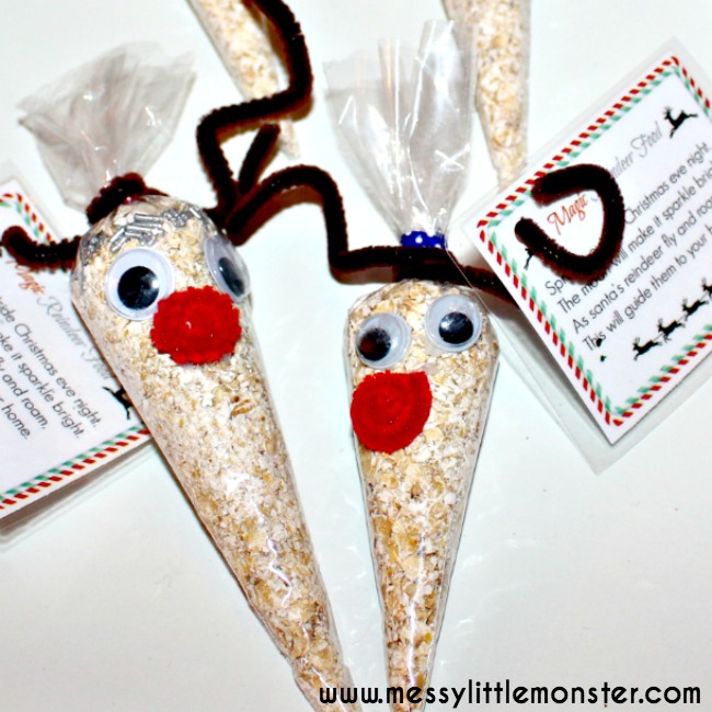 Free printable magic reindeer food poem and signs. Use the labels to set up a magical Christmas activity for kids. A fun idea for Christmas eve for toddlers, preschoolers and older kids.