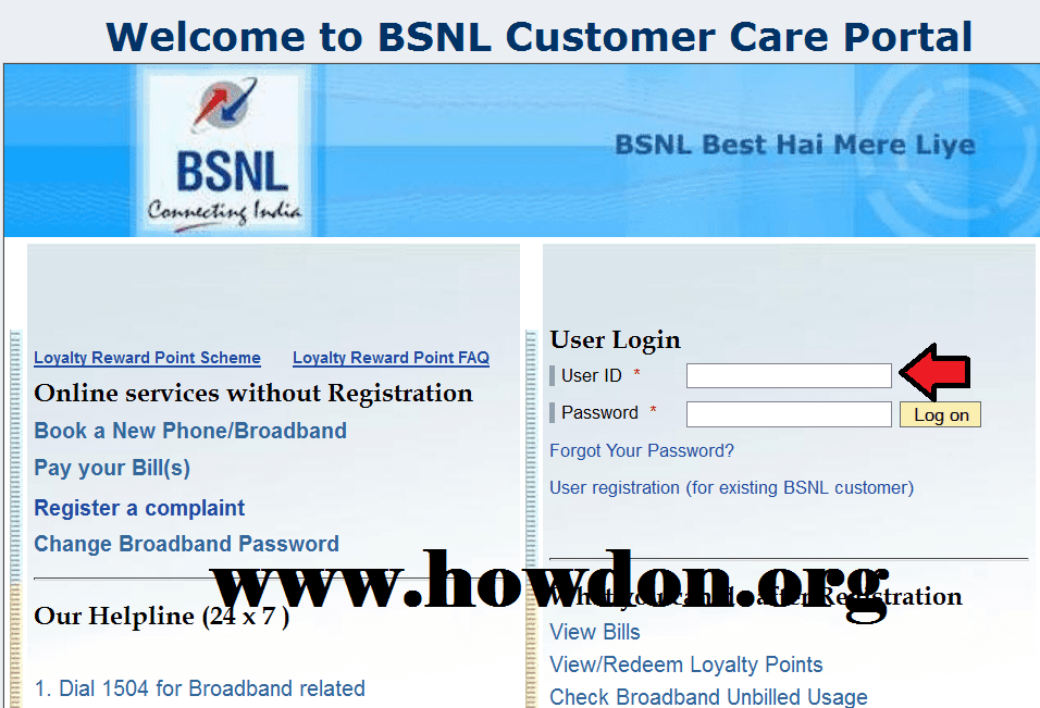 how to know portal id of my bsnl broadband
