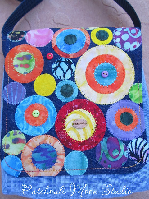 Patchouli Moon Studio~ Sew Powerful Purse #80 for 2021, using Circle Applique die cuts from Crafter's Edge