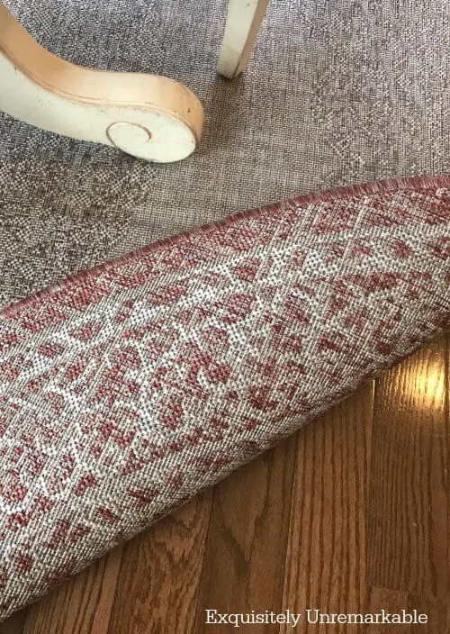 Kitchen rug flipped back