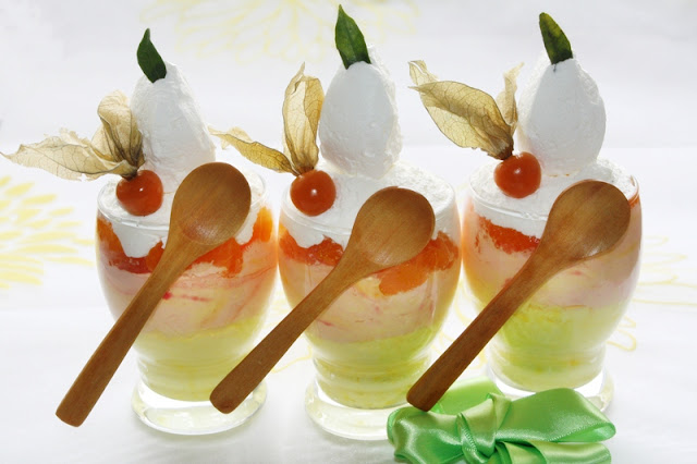 Mousse de branza cu mandarine