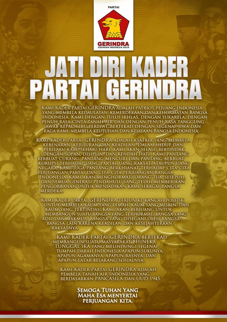 Jati Diri Kader Partai Gerindra Jati Diri Kader Partai Gerindra