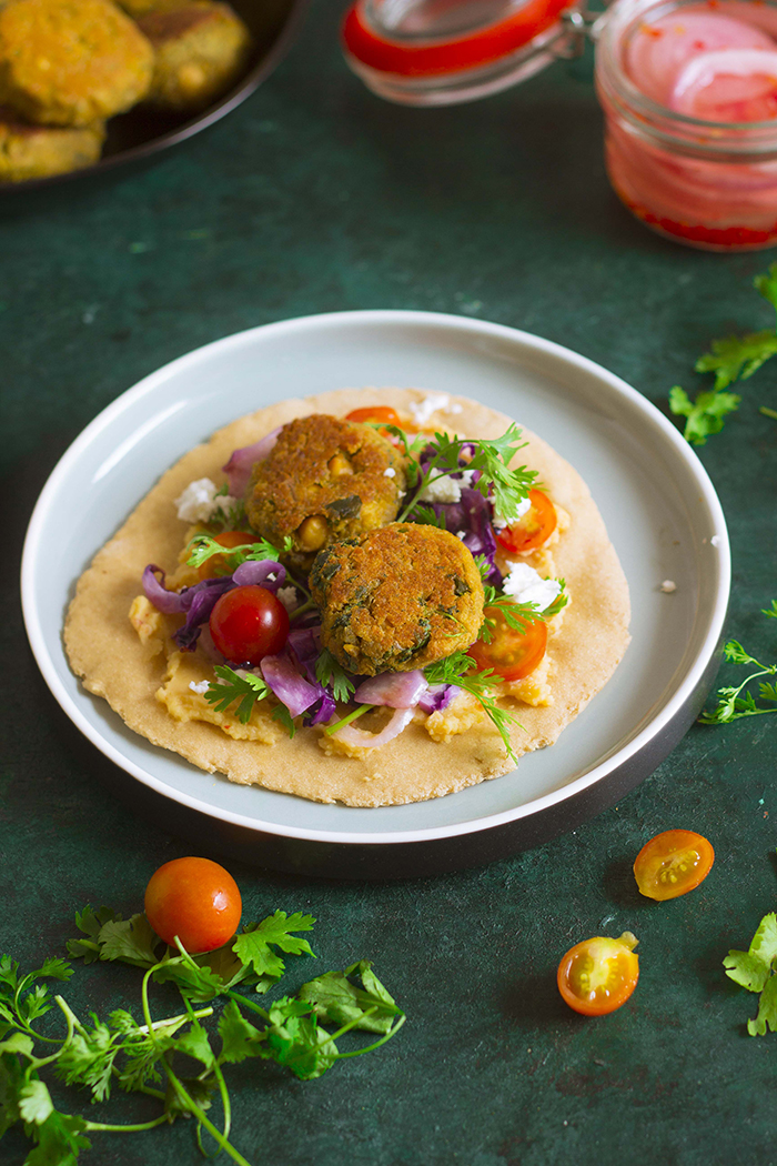 baked chickpea falafel wraps