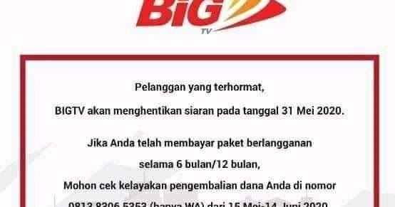 Big Tv Akhirnya Pamit Ke Pelanggannya Nonaktif Media Netral