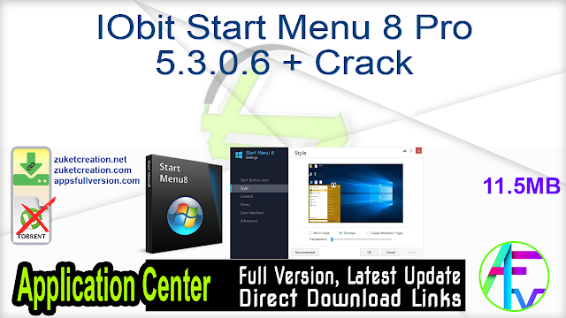 IObit Start Menu 8 Pro 5.3.0.6 + Crack