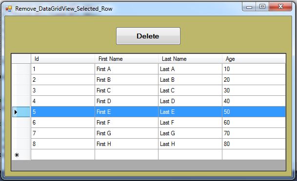 C# Remove DataGridView Selected Row