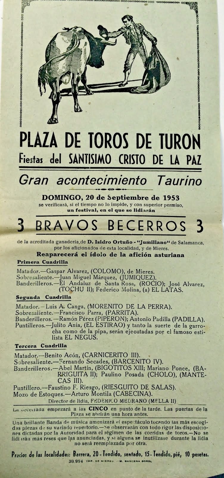 TURÓN MIERES CARTEL DE TOROS