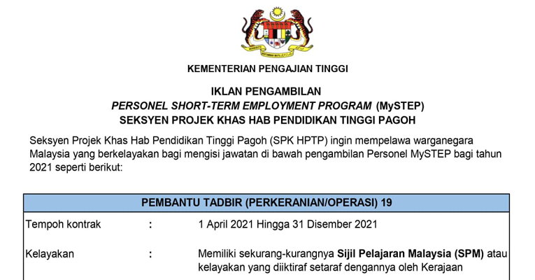 Jawatan Kosong Kementerian Pengajian Tinggi Jobcari Com Jawatan Kosong Terkini