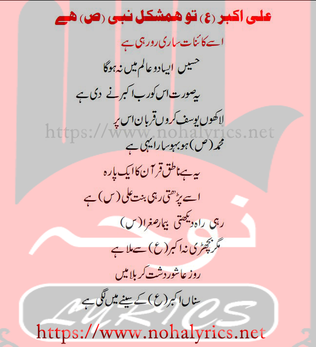 Ali Akbar (as) to Hamshakl-e-Nabi Hai Lyrics | Chakwal Party Ustad Haideri