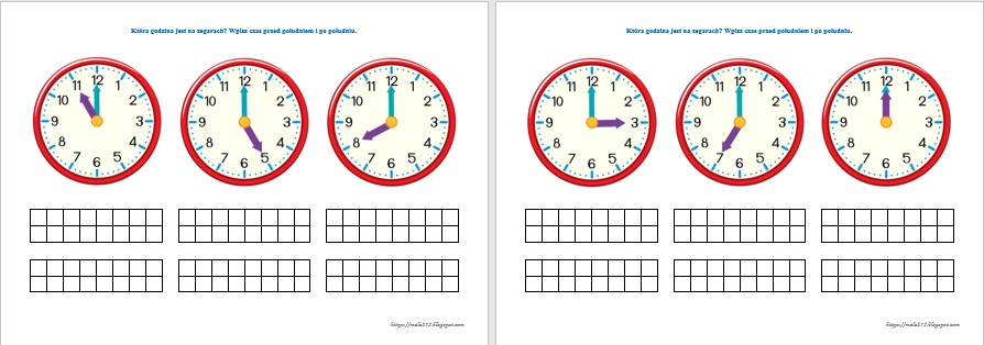 Zadania Z Matematyki Klasa 2 Zegar BLOG EDUKACYJNY DLA DZIECI: ZEGAR - ZADANIA