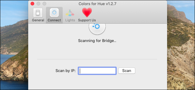 إدخال عنوان IP الخاص بـ Hue Bridge في تطبيق Colors for Hue.