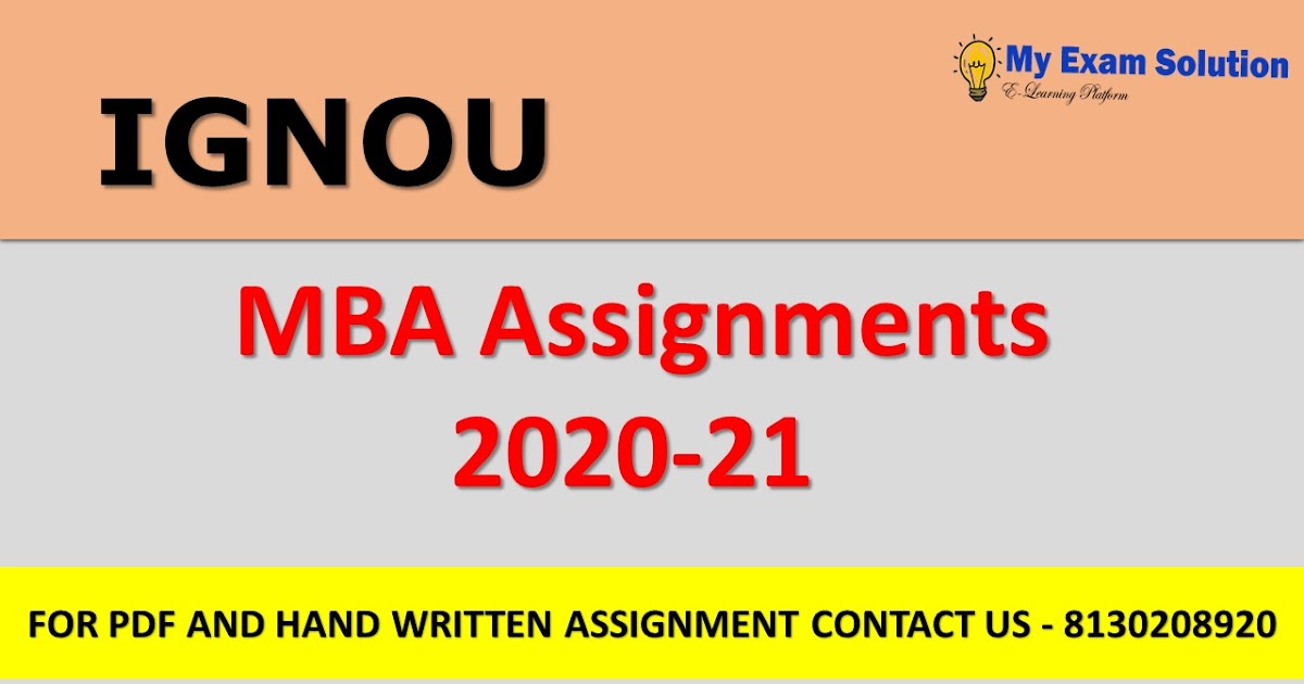 ignou mba solved assignment 2020 free download pdf
