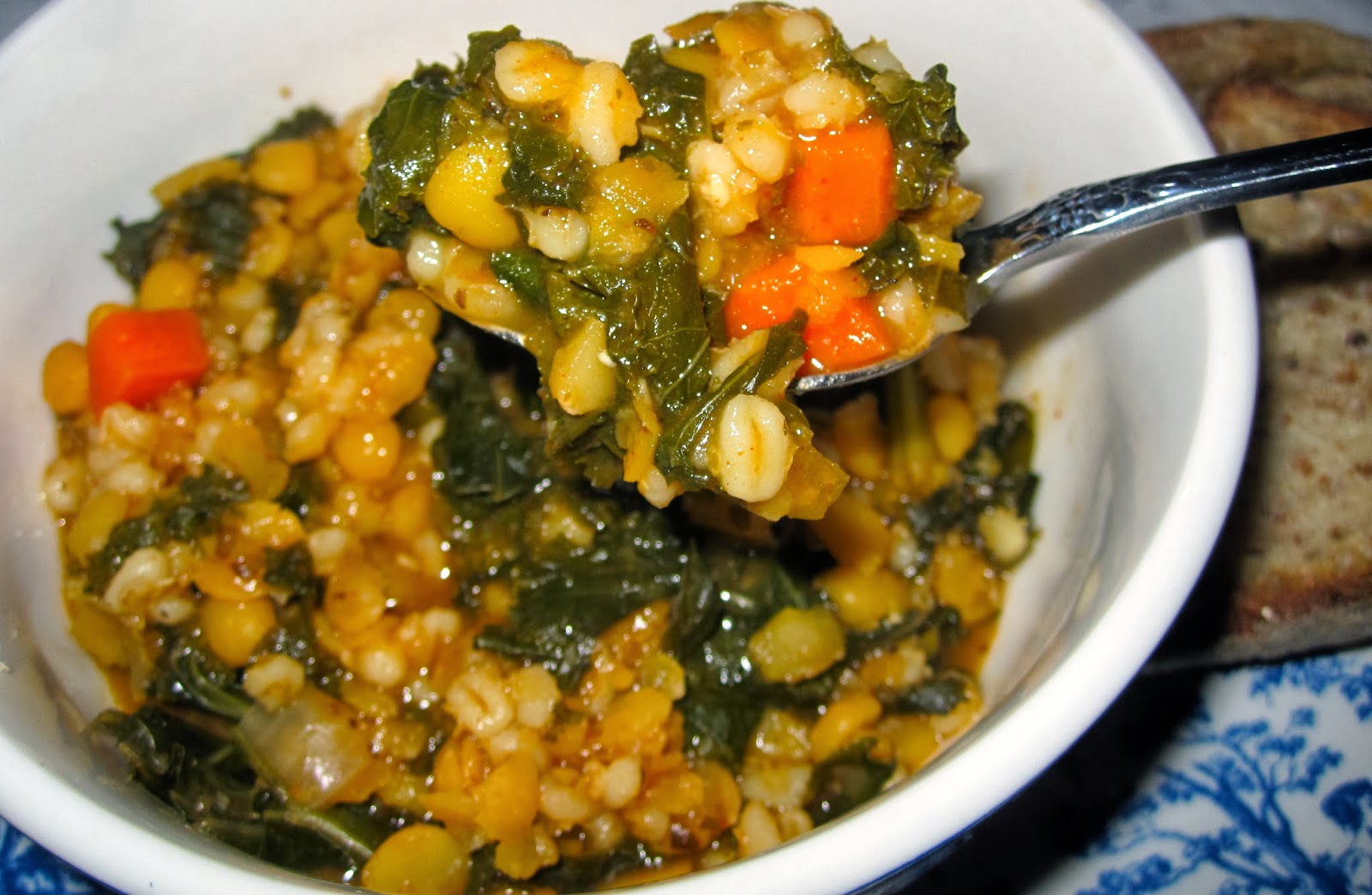Vegan Kitty Patrol (VKP) Yellow Split Pea Kale Stew and Snowzilla
