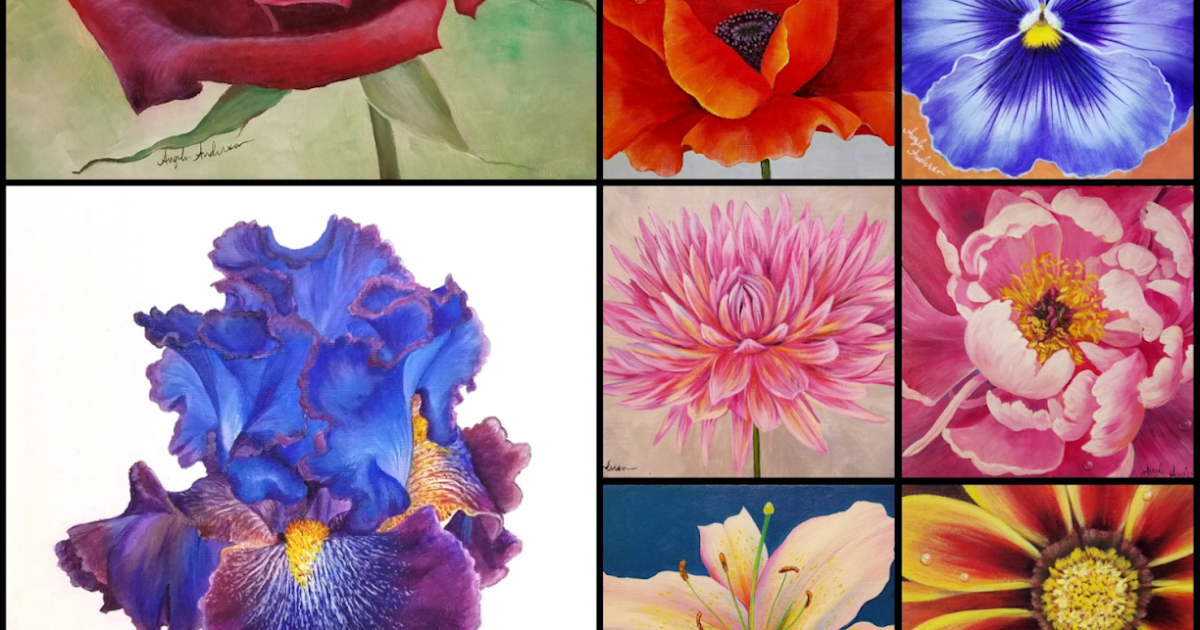 Angela Anderson Art Blog "Large Flower Series" Free Painting Tutorials!