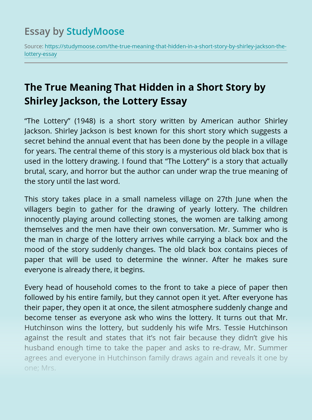 an essay about a short story