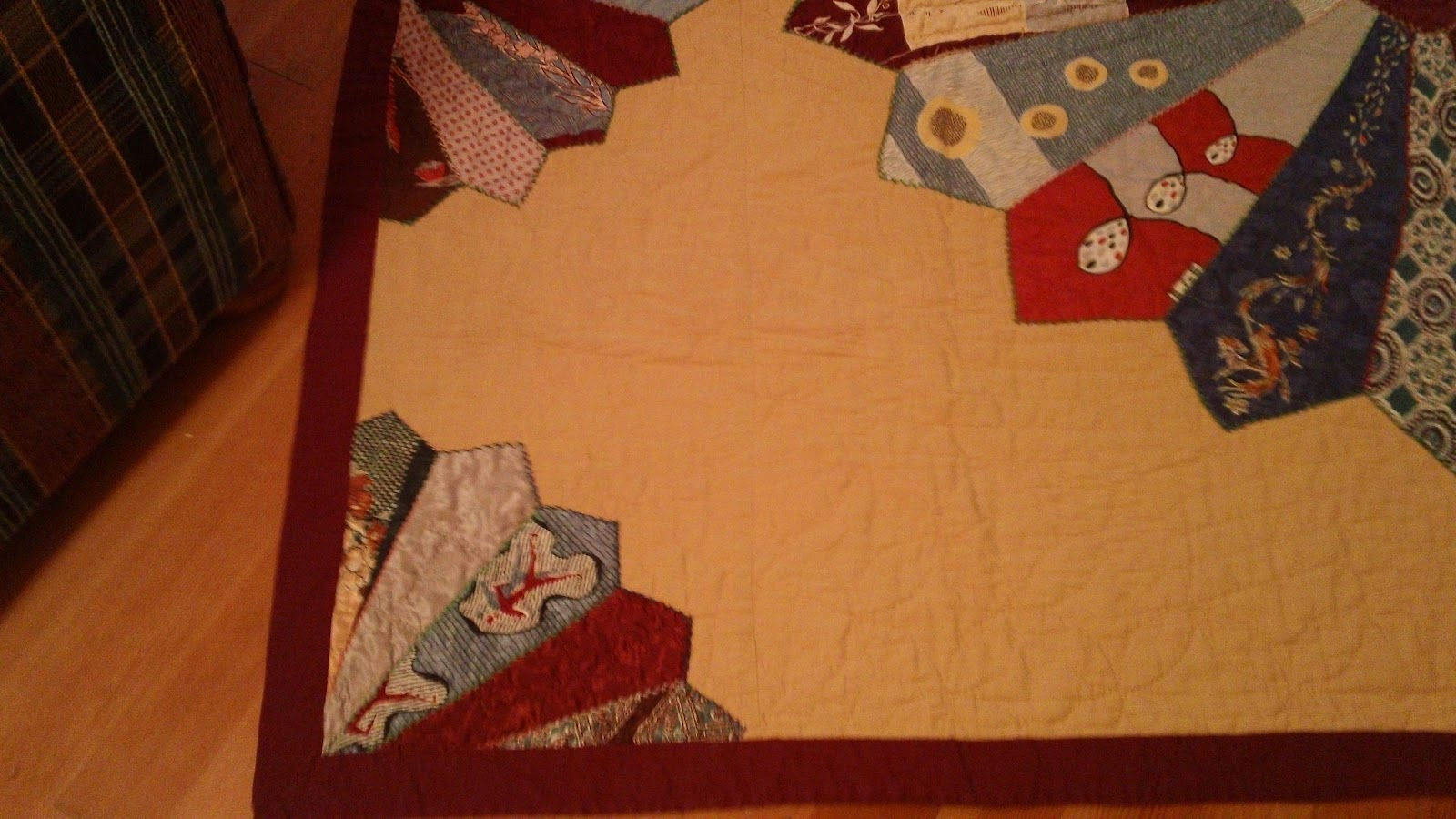 Penny Rugs and More Silk Tie Quilt Thrifting Find