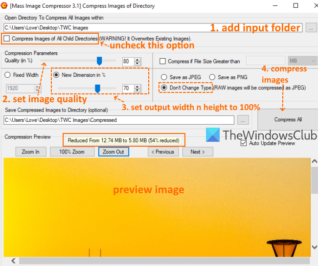 Phần mềm Mass Image Compressor