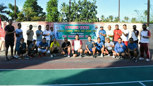 HUT Bhayangkara Ke-74, Polres Lotim Adakan Pertandingan Tenis Lapangan