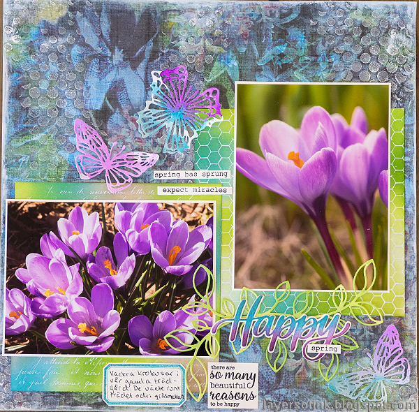 Layers of ink - Spring has sprung scrapbooking layout by Anna-Karin Evaldsson.