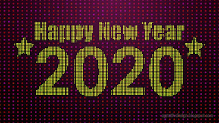 Happy New Year 2020 Greeting Text Dotted With Abstract Red Colorful Dot Grid Pattern Background