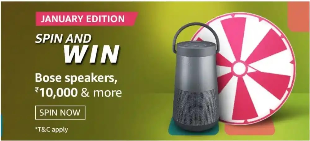 Who is the First President of India? Amazon JANUARY EDITION spin and win Bose speakers, Rs-10,000 and more (08 January 2021)