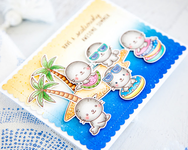 Sunny Studio Stamps: Sealiously Sweet Tropical Scenes Summer Themed Cards by Keeway Tsao