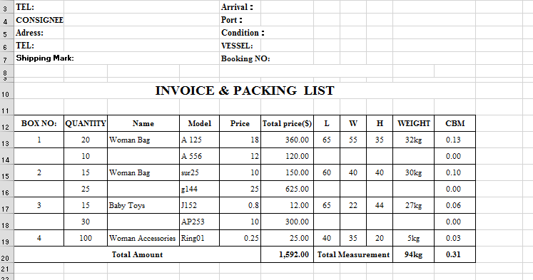 Contoh Invoice Dan Packing List - Rasmi Ru