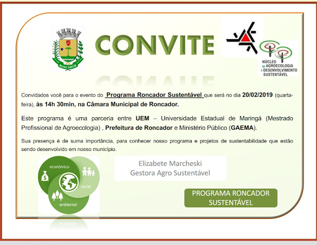 Prefeitura, UEM e MP lançam programa “Roncador Sustentável”