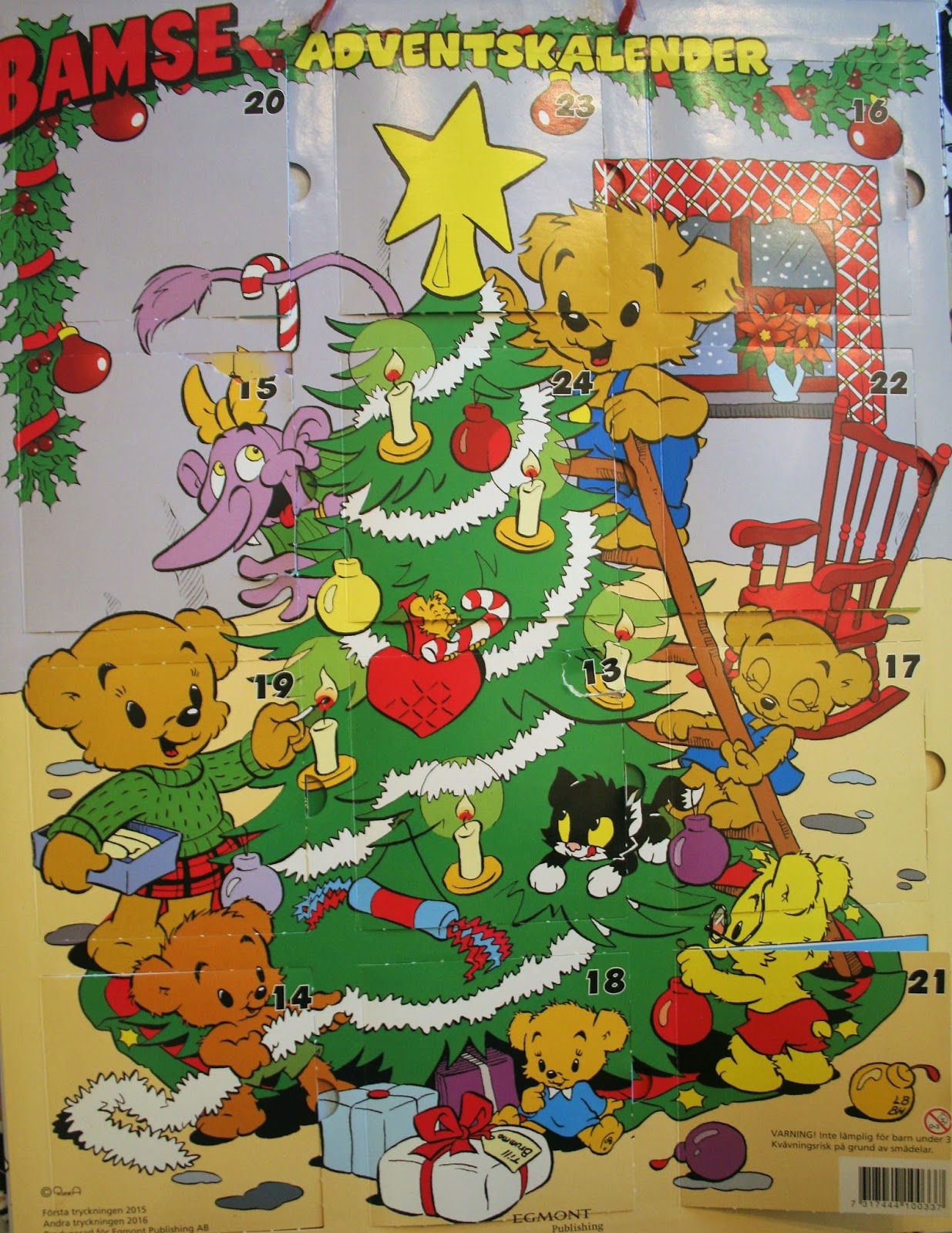 Lukemisia lapsille ja myös lasten vanhemmille Bamse Adventskalender
