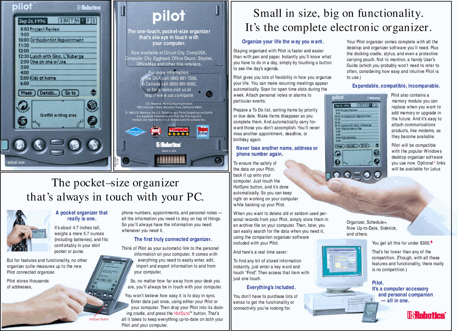 Retromobe retro mobile phones and other gadgets Palm Pilot 1000 and