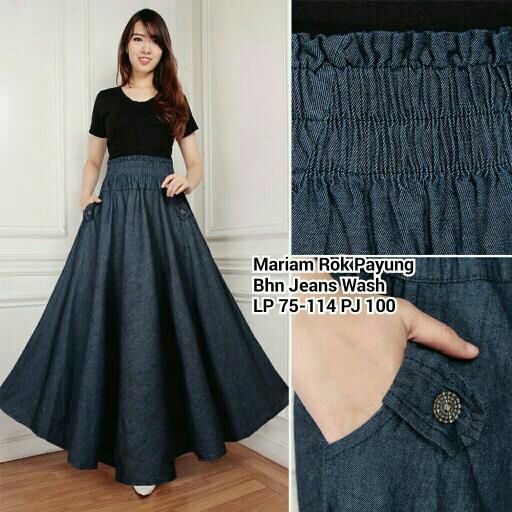 Rok Jeans Panjang Model Payung Murah & Berkualitas - ''KASYFA SHOP''