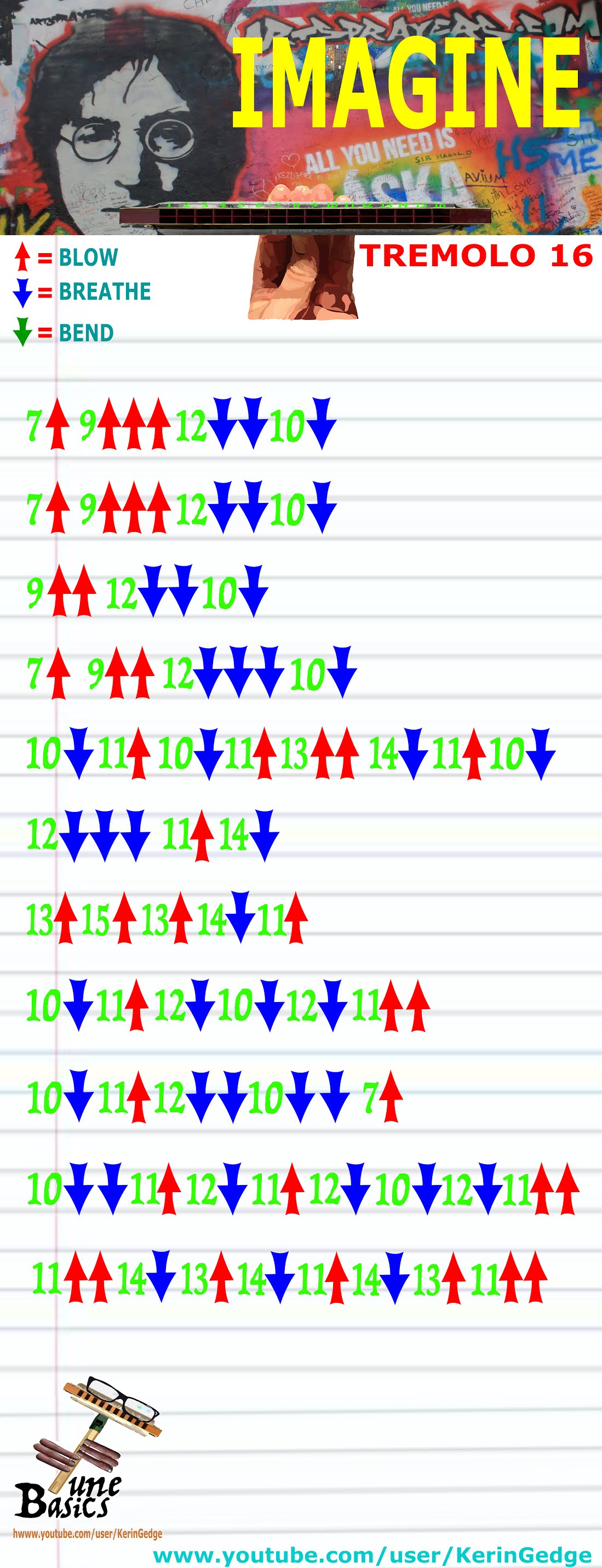 Harmonica TABS for John Lennon's Imagine Tremolo 16