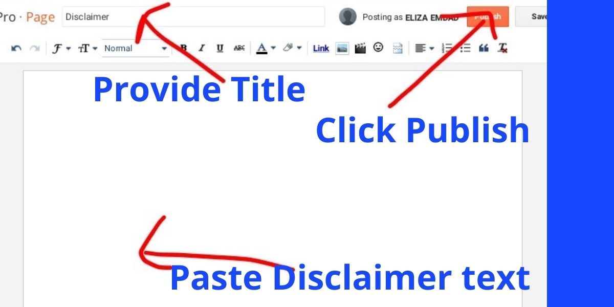 Create Disclaimer Page
