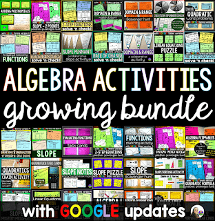 Algebra Activities Bundle w/ GOOGLE updates