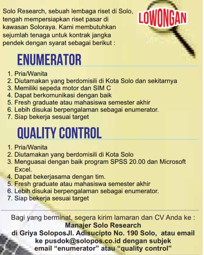 Lowongan kerja gaji harian di solo