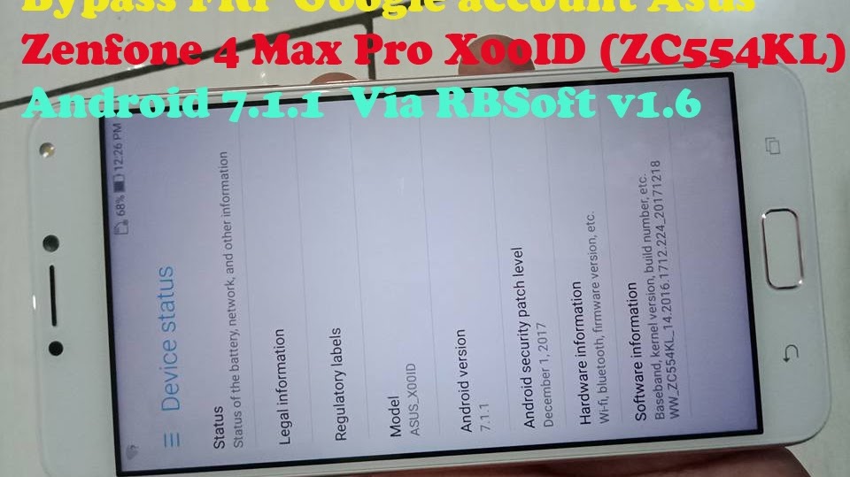 Fix Bypass Frp Asus Zenfone 4 Max Pro X00id Zc554kl Via Rbsoft V1 6 Bekha Tekno Tutorial Dan Serba Serbi Dunia Teknologi