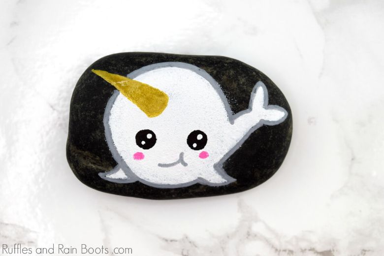 narwhal rock painting ideas