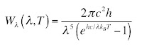 An equation for Planck's law of blackbody radiation.
