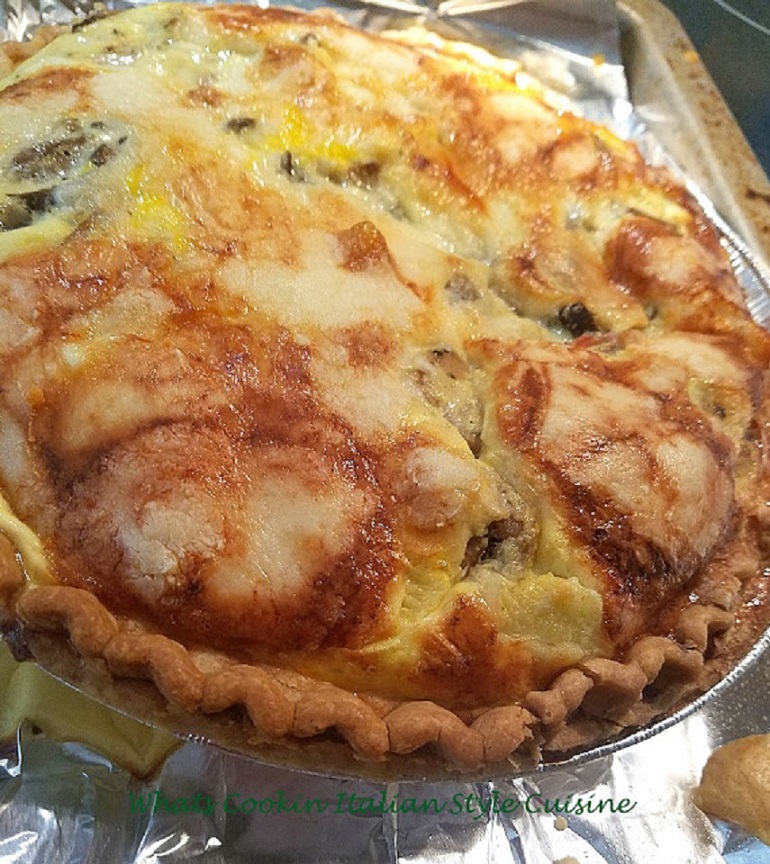 Zucchini Mushrooms with a egg filling called quiche made with cheeses in a golden baked crust