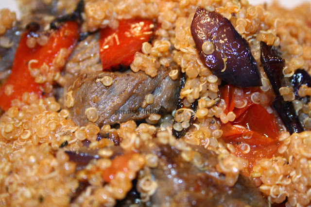 Quinoa Bake with Roasted Vegetables and Beef