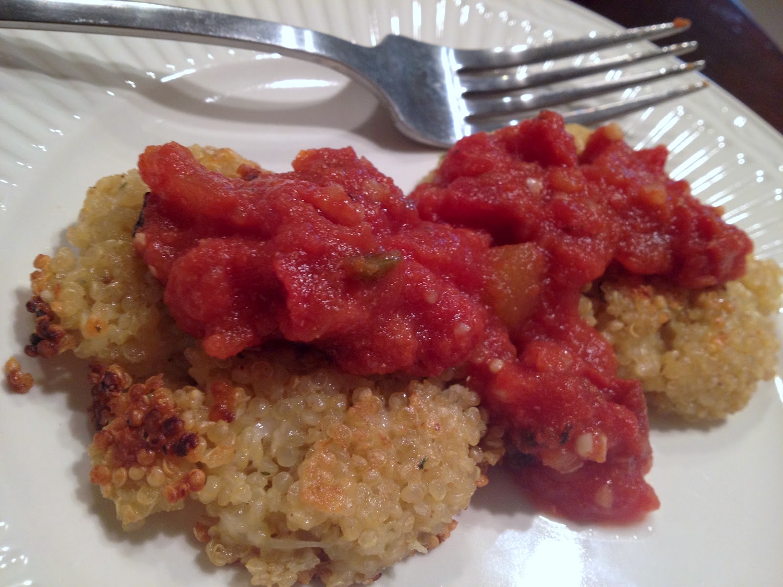 Call Me Mrs. Rapp Quinoa Cakes w/ Spicy Marinara Sauce