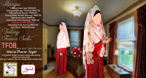 Tudung putih tiga segi berjahit tanpa bersulam