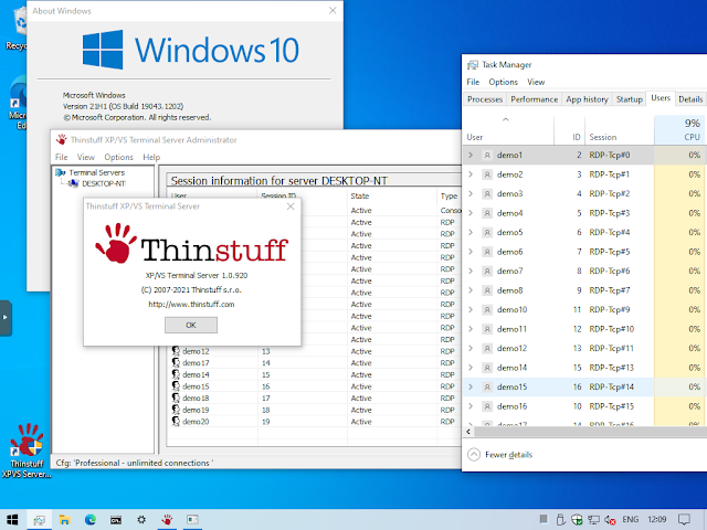 Thinstuff XPVS enabling unlimited RDP connections to Windows 10